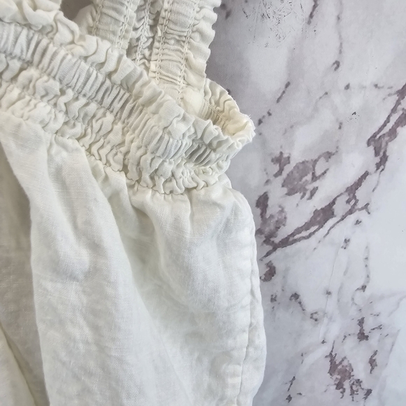 Everlane Tank Top Womens Small Linen Smocked Crop Picnic Shirt - Picture 8 of 12